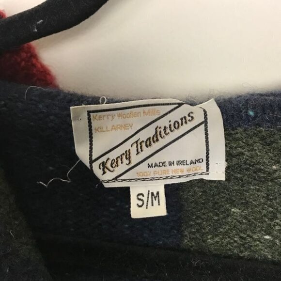 Kerry Woollen Mills 100% Wool Hooded Color Block Cardigan Small / Medium - Picture 7 of 7